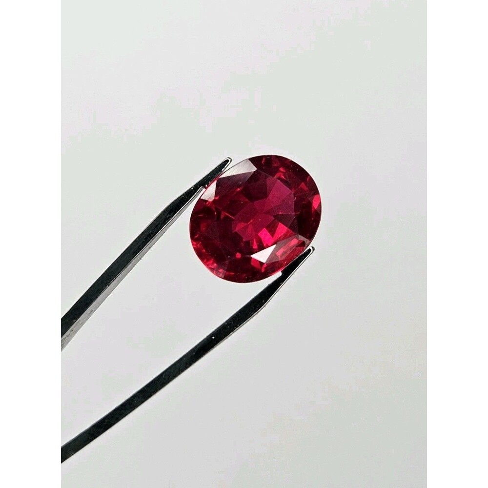 Lab-Grown Ruby Gemstone 8.76 ctw Loose High Quality Synthetic Faceted Oval Ruby
